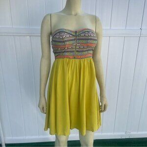 Fire Los Angeles Yellow Strapless Dress Size XS